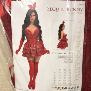 Daisy Corsets Sequin Bunny Costume - Red. New In Package. Size Extra Small.